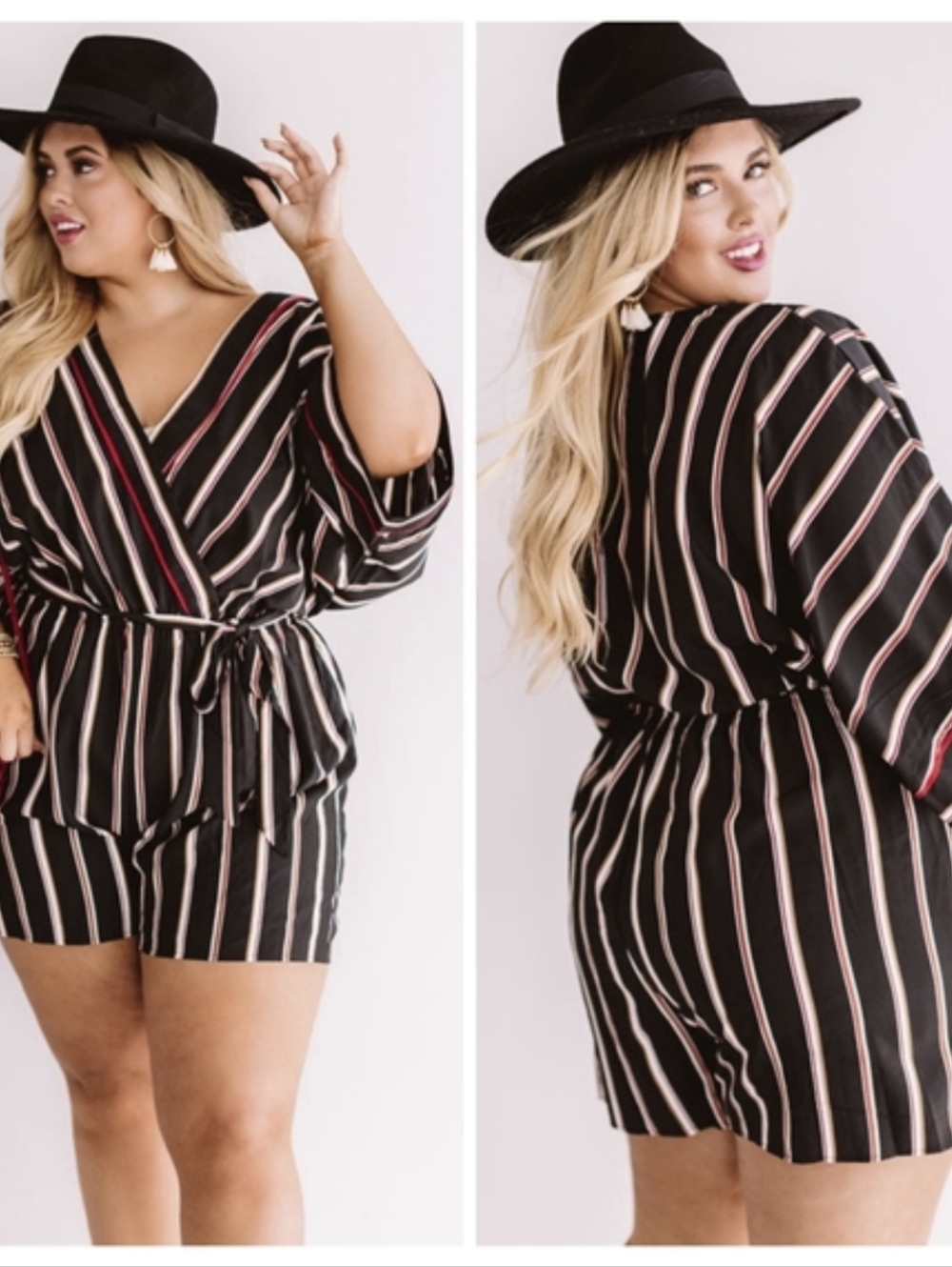 Hayden Los Angeles Striped Boho Romper 2XL